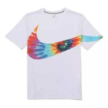 Футболка sportswear big swoosh tee hook white bottom color hook short sleeve male Nike, белый