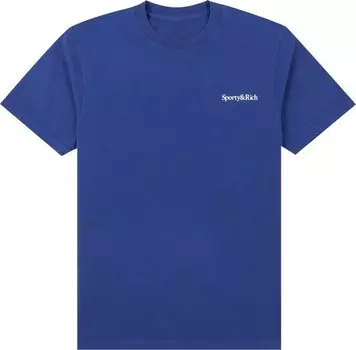 Футболка Sporty & Rich Health Is Wealth T-Shirt 'Lapis/White Print', синий