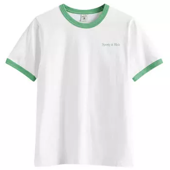 Футболка Sporty & Rich Serif Logo Ringer T-Shirt, белый