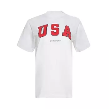Футболка Sporty & Rich Sporty & Rich USA T-Shirt White/Sports Red/Navy, белый