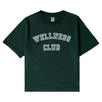 Футболка Sporty & Rich Wellness Club Cropped 'Forest/White', зеленый