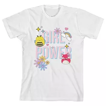 Футболка Squishmallows Girl Power с короткими рукавами для девочек 7–16 лет Licensed Character, белый