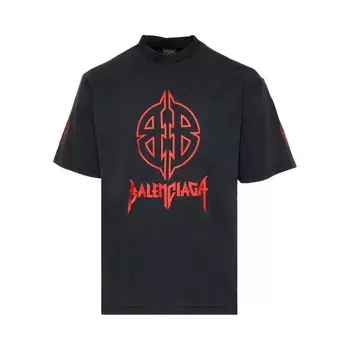 Футболка среднего кроя Balenciaga Faded Black/Red