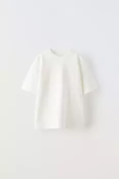 Футболка среднего веса ZARA, белый