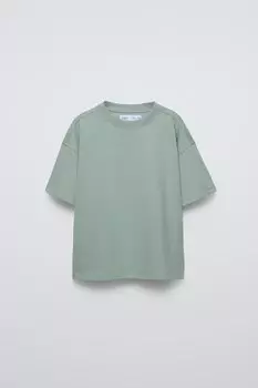 Футболка среднего веса ZARA, цвет duck blue