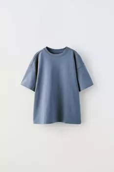 Футболка среднего веса ZARA, средне-синий