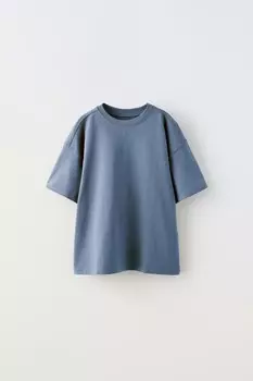 Футболка среднего веса ZARA, средне-синий