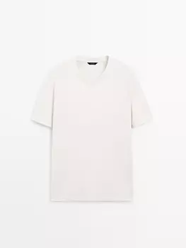 Футболка средней плотности из 100% хлопка Massimo Dutti, кремовый