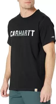Футболка средней плотности с короткими рукавами и блочным логотипом Force свободного кроя Carhartt, черный