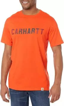 Футболка средней плотности с короткими рукавами и блочным логотипом Force свободного кроя Carhartt, цвет Cherry Tomato