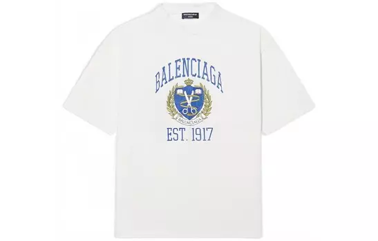 Футболка средней посадки College Balenciaga, белый
