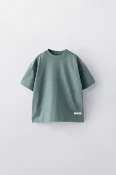 Футболка средней тяжелости с этикеткой ZARA, цвет морской волны