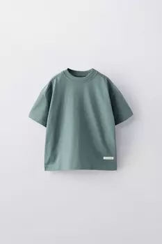 Футболка средней тяжелости с этикеткой ZARA, цвет морской волны