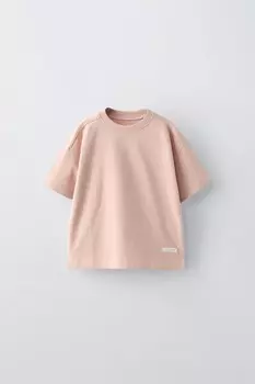 Футболка средней тяжелости с этикеткой ZARA, пастельно-розовый