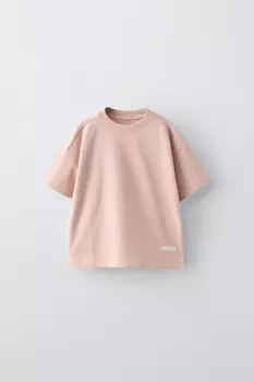 Футболка средней тяжелости с этикеткой ZARA, пастельно-розовый