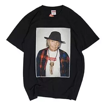 Футболка ss15 neil young character printing short sleeve black Supreme, черный