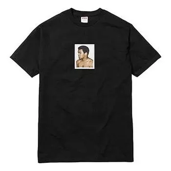 Футболка ss16 aliwarhol tee black muhammad ali character printing short sleeve Supreme, черный