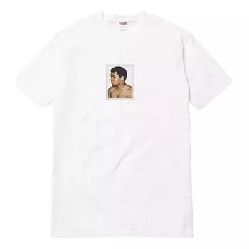 Футболка ss16 aliwarhol tee white muhammad ali character printing short sleeve Supreme, белый