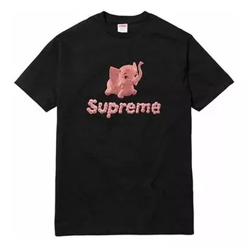 Футболка ss17 elephant tee black small short sleeve Supreme, черный