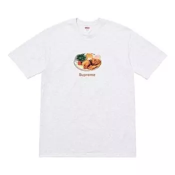 Футболка ss18 chicken dinner tee ash grey printing short sleeve gray Supreme, серый