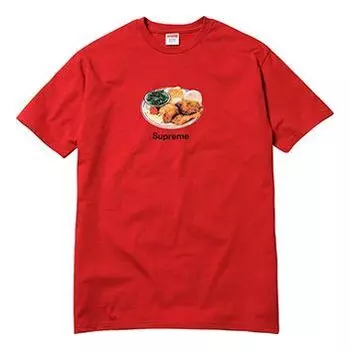 Футболка ss18 chicken dinner tee red food printing short sleeve Supreme, красный