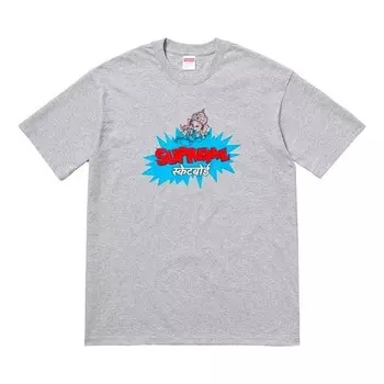 Футболка ss18 ganesha tee heather grey thailand short sleeve gray Supreme, серый