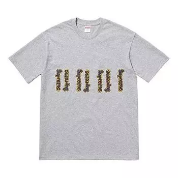 Футболка ss18 gonz logo tee heather grey logo tee Supreme, серый