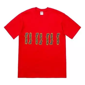 Футболка ss18 gonz logo tee red logo short sleeve Supreme, красный