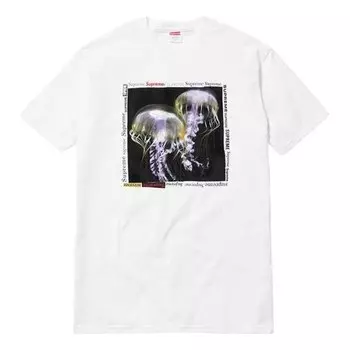 Футболка ss18 jellyfish tee white printing short sleeve Supreme, белый