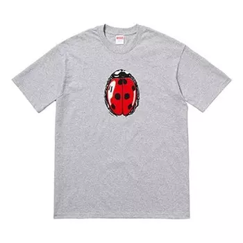 Футболка ss18 ladybug tee heather grey printing short sleeve gray Supreme, серый