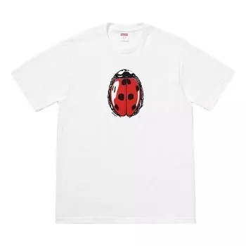 Футболка ss18 ladybug tee white printing short sleeve Supreme, белый
