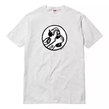 Футболка ss18 molotov tee white short sleeve Supreme, белый