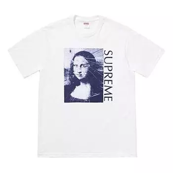Футболка ss18 mona lisa tee white printing short sleeve Supreme, белый