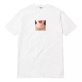 Футболка ss18 necklace tee white printing short sleeve Supreme, белый