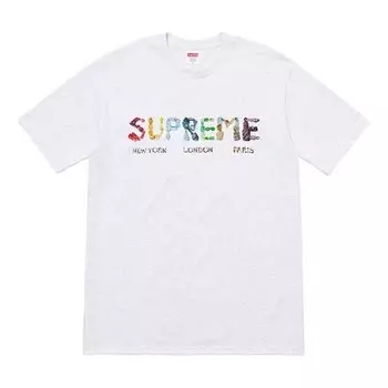 Футболка ss18 rocks alphabet logo short sleeve gray Supreme, серый