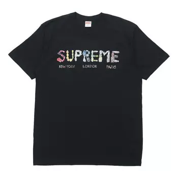 Футболка ss18 rocks tee black alphabet logo short sleeve Supreme, черный