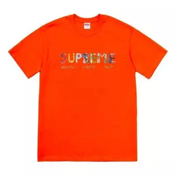 Футболка ss18 rocks tee orange alphabet logo short sleeve Supreme, оранжевый
