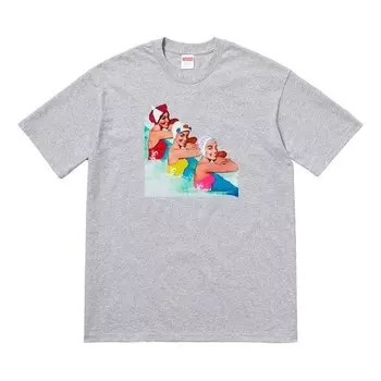 Футболка ss18 swimmers tee heather grey cartoon printing short sleeve gray Supreme, серый