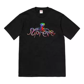 Футболка ss18 tentacles tee black octopus printing short sleeve Supreme, черный