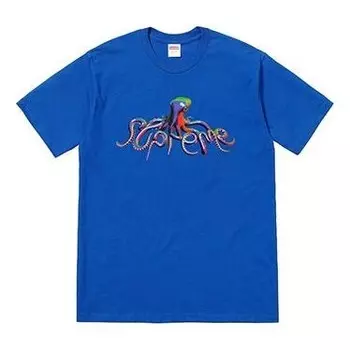 Футболка ss18 tentacles tee royal printing short sleeve royal blue Supreme, синий