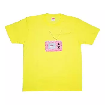 Футболка ss18 tv tee bright yellow printing short sleeve Supreme, желтый