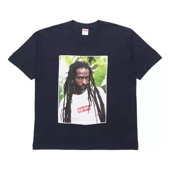 Футболка ss19 buju banton tee reggae character printing short sleeve navy blue Supreme, синий