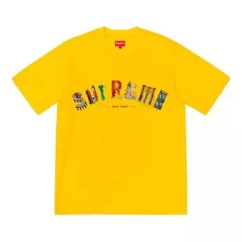 Футболка ss19 city arc tee yellow logo tee Supreme, желтый