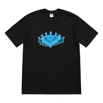 Футболка ss19 cloud tee clouds pattern short sleeve black Supreme, черный