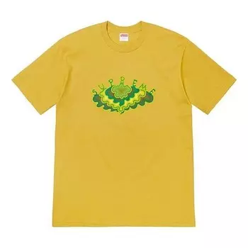 Футболка ss19 cloud tee clouds pattern short sleeve yellow Supreme, желтый