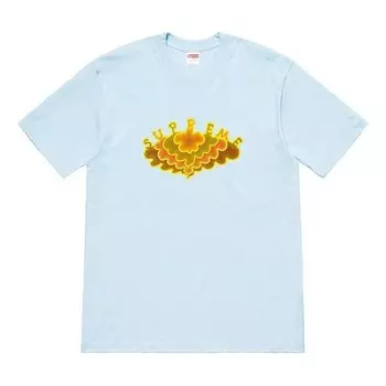 Футболка ss19 cloud tee clouds pattern short sleeve light blue Supreme, голубой