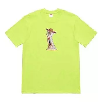 Футболка ss19 cupid tee neongreen angel printing short sleeve red green Supreme, красный