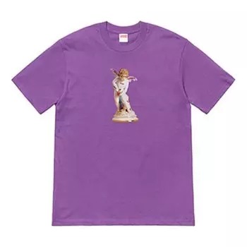 Футболка ss19 cupid tee purple angel printing short sleeve Supreme, фиолетовый