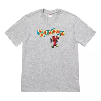 Футболка ss19 dynamite tee printing short sleeve gray Supreme, серый
