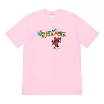 Футболка ss19 dynamite tee printing short sleeve pink Supreme, розовый